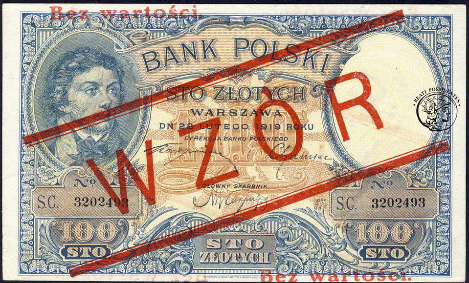 Polska WZÓR 100 złotych 1919 st.2