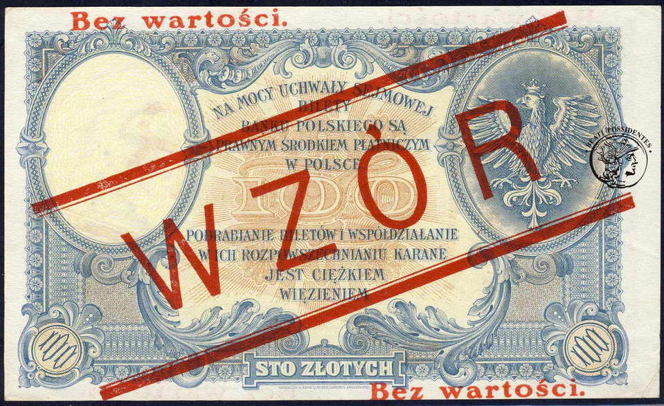 Polska WZÓR 100 złotych 1919 st.2