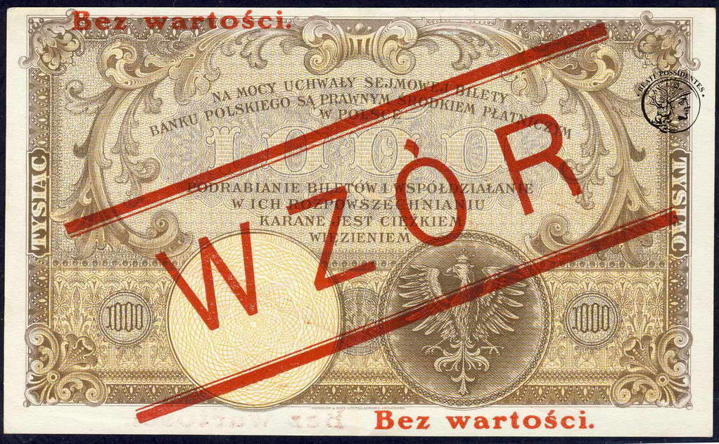 Polska WZÓR 1000 złotych 1919 st.2