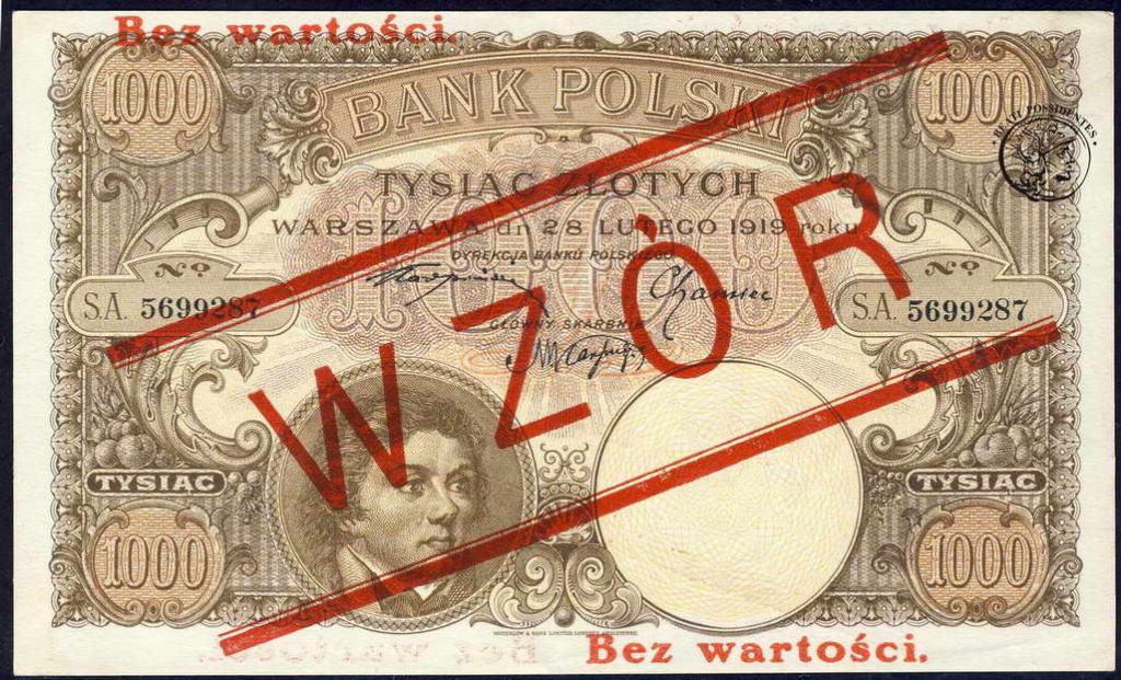 Polska WZÓR 1000 złotych 1919 st.2
