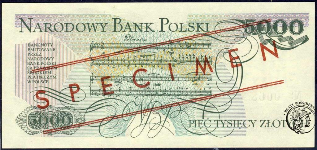 Polska WZÓR 5000 złotych 1986 st.1