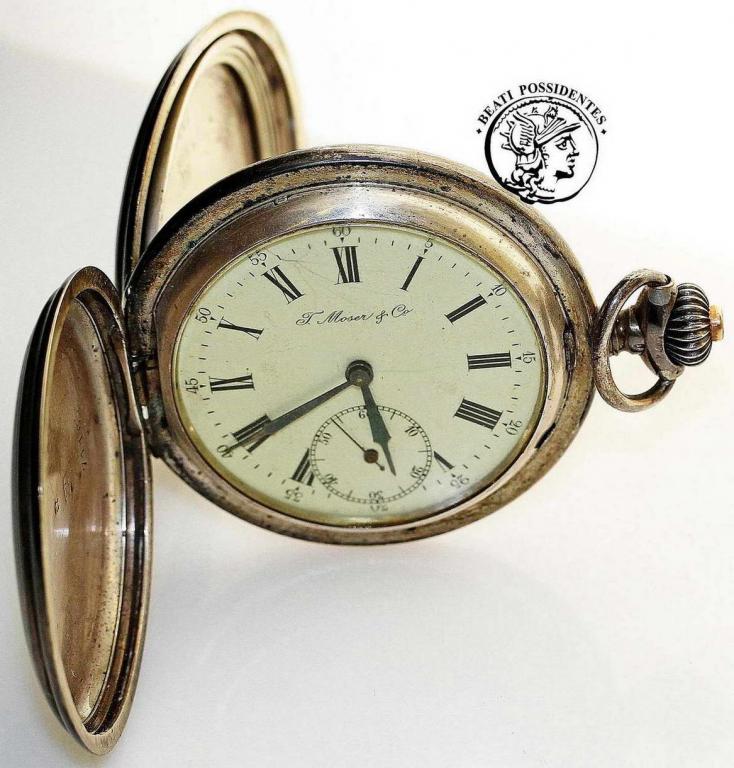 Szwajcaria zegarek kieszonkowy Moser XIX w. srebro