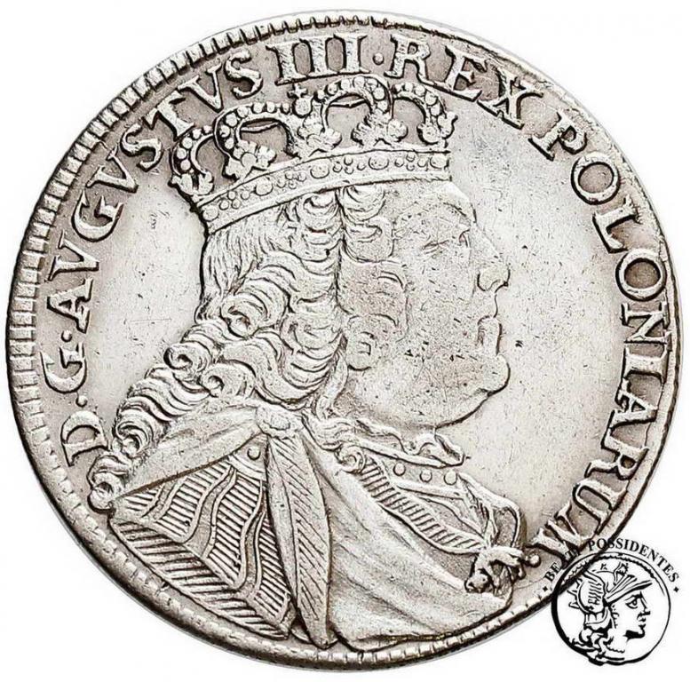 Polska August III Sas ort 1754 Lipsk st.3