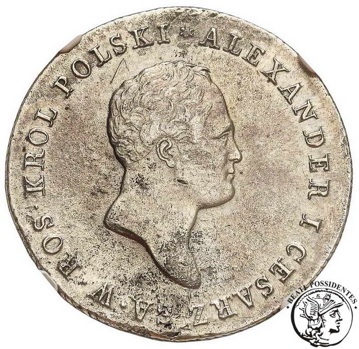 Polska Aleksander I 5 złotych 1816 NGC AU50