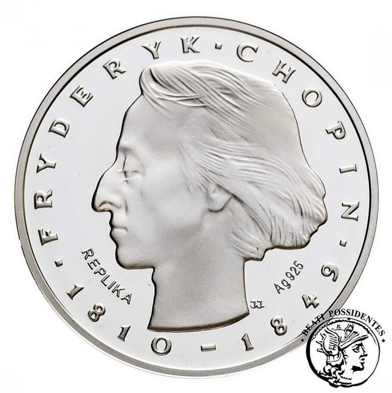 Replika monety 50 złotych 1972 Chopin SREBRO st. L