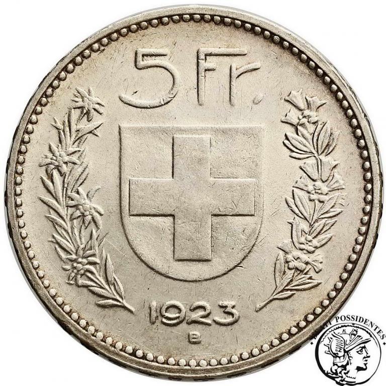 Szwajcaria 5 franków 1923 typ Alphirt st. 3+
