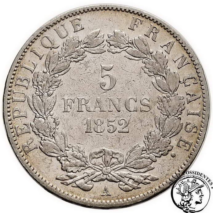 Francja 5 franków 1852A Louis-Napoleon st. 3