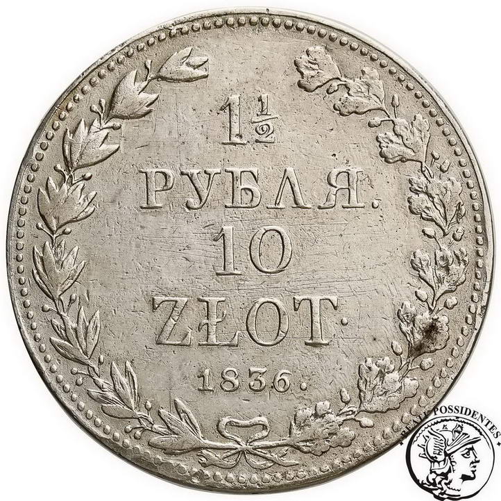 XIX w. 10 zł = 1 1/2 Rbl 1836 MW Mikołaj I st. 3
