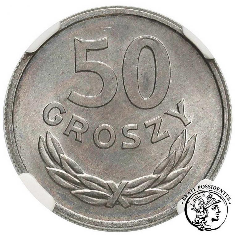 Polska PRL 50 groszy 1967 Al NGC MS66
