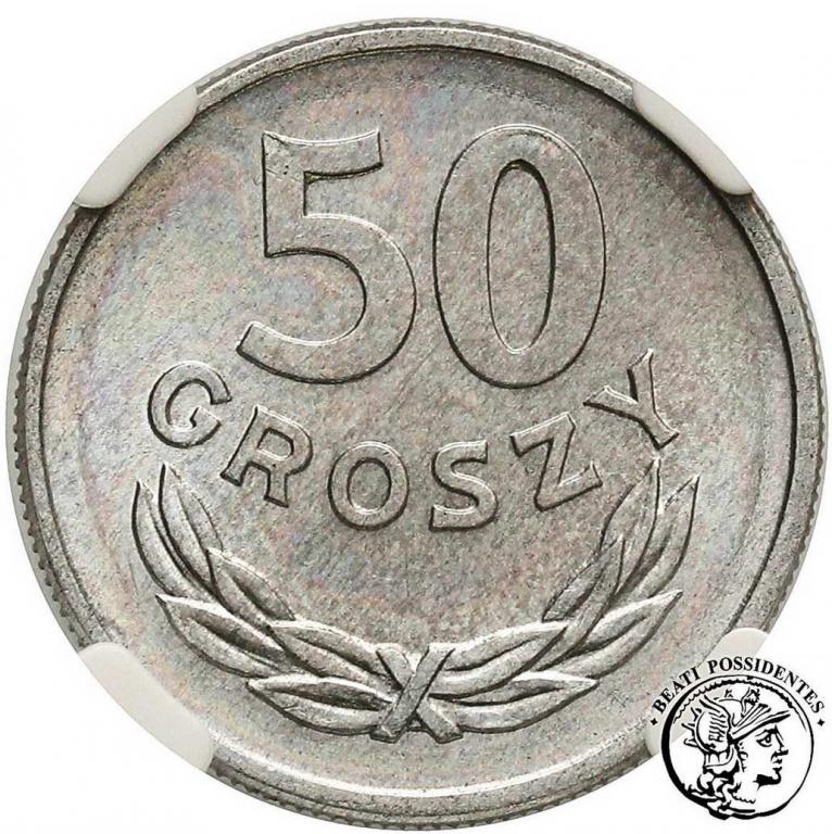 Polska PRL 50 groszy 1968 Al NGC MS64