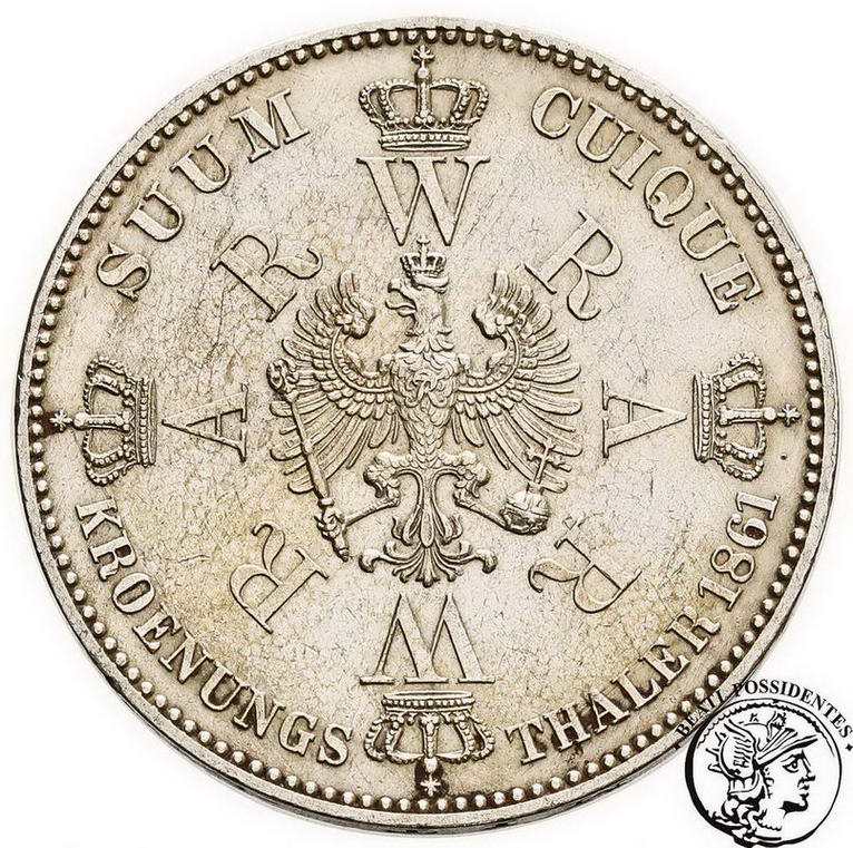 Niemcy Prusy talar 1861 koronacyjny st.3
