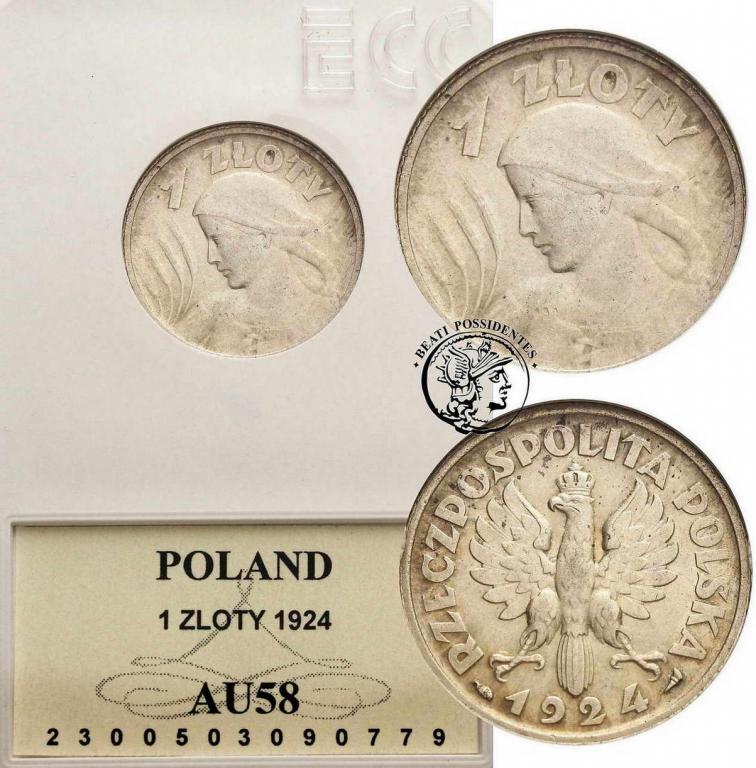 Polska II RP 1 złoty 1924 GCN AU58