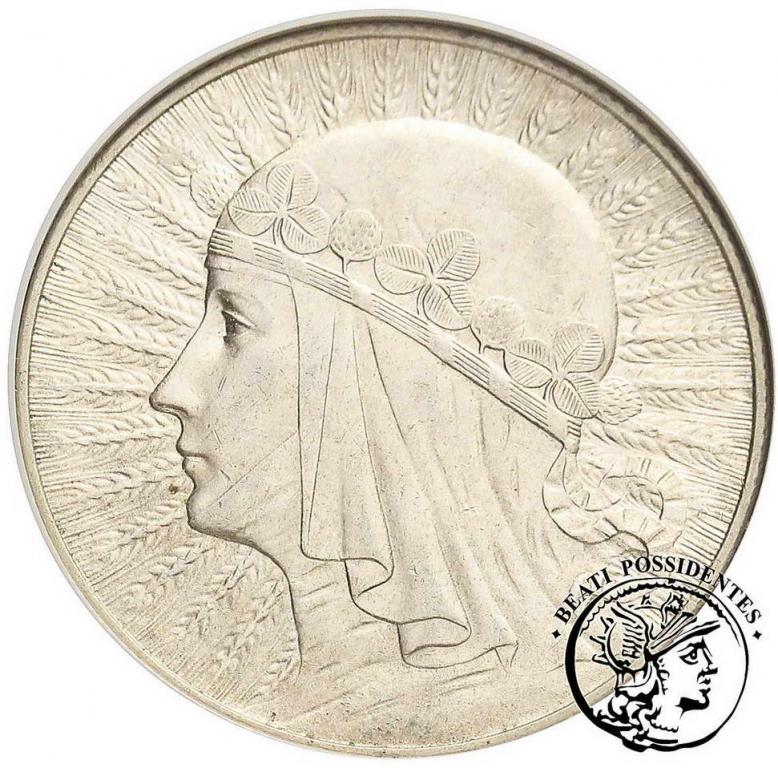 5 złotych 1933 ze znakiem głowa kobiety GCN AU58