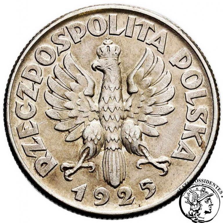 Polska II RP 2 złote 1925 bez kropki st.3+