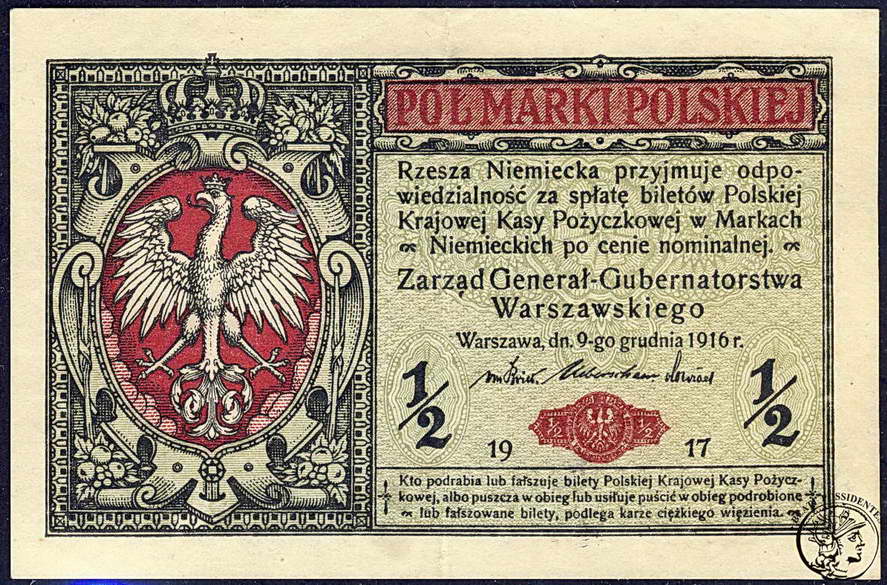 Polska 1/2 marki polskiej 1916 ...generał st. 2-