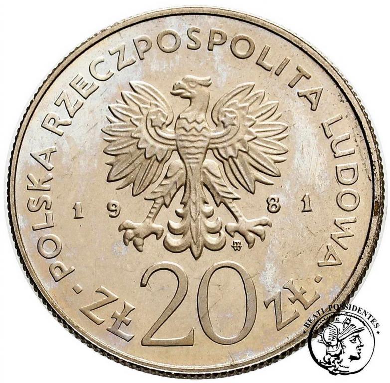Polska PRL PRÓBA CuNi 20 złotych 1981 Barbakan st2