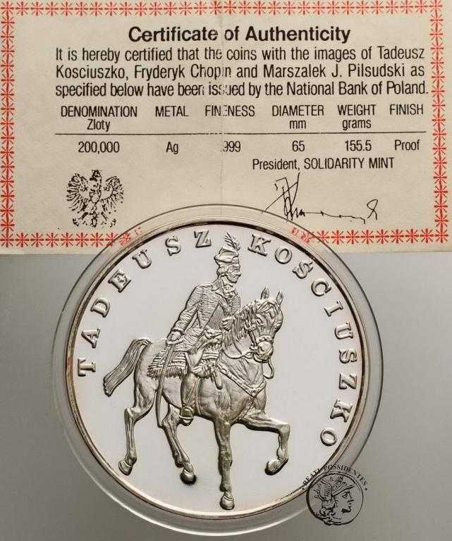 Duży Tryptyk 200 000 zł 1990 Kościuszko st. L