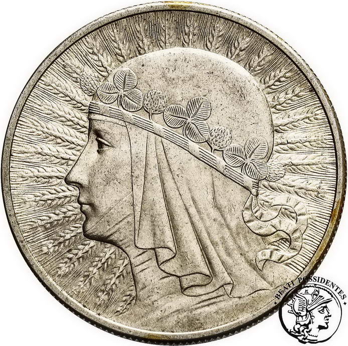 10 złotych 1932 bez znaku głowa kobiety st.1-