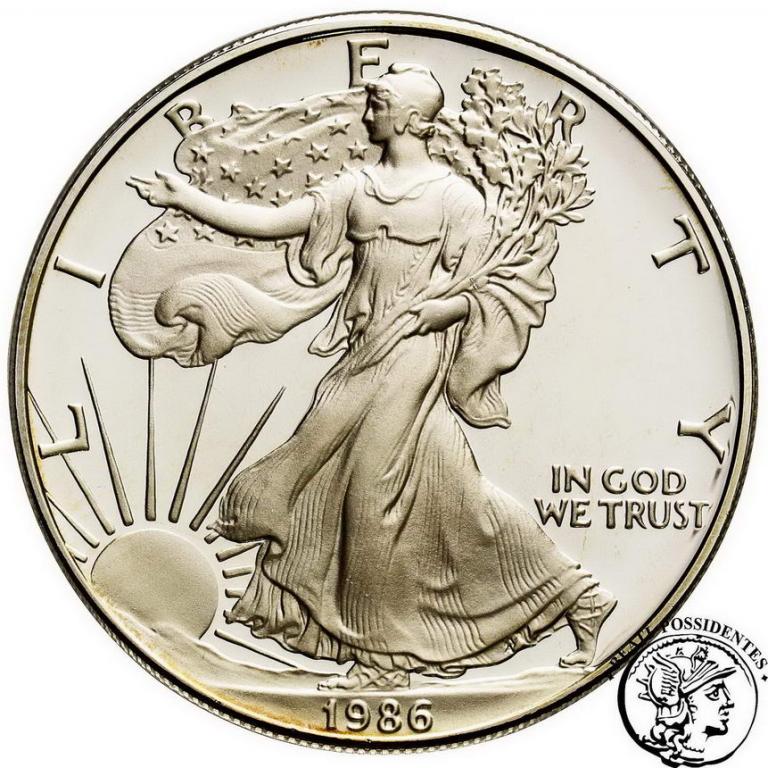 USA 1 $ dolar 1986 Liberty 1 uncja Ag .999 st. L