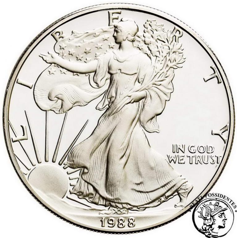 USA 1 $ dolar 1988 Liberty 1 uncja Ag .999 st. L