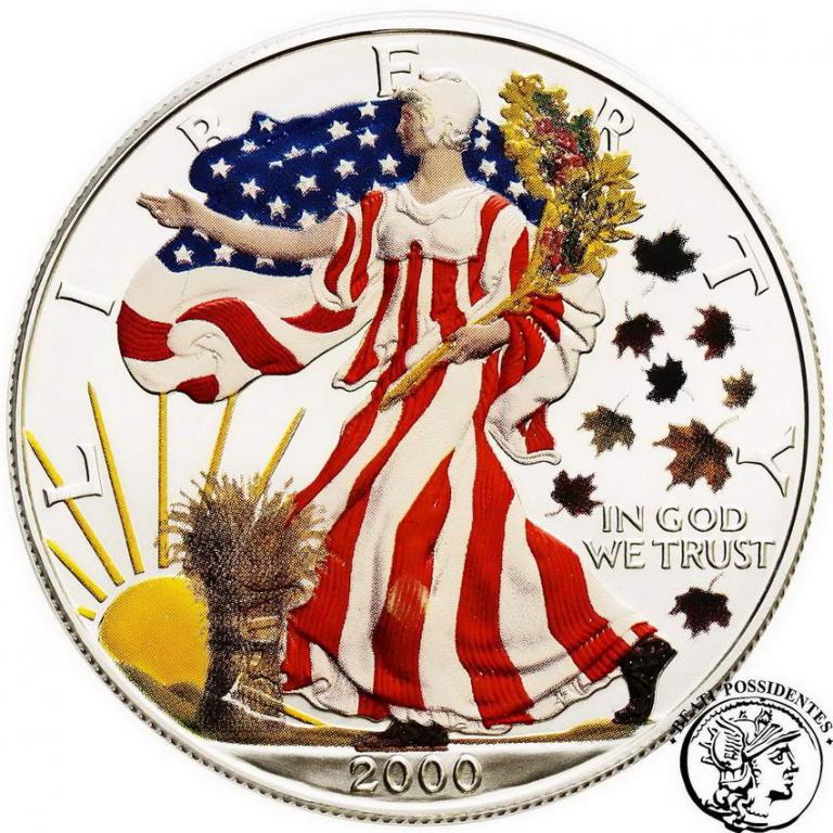 USA 1 $ dolar 2000 Liberty 1 uncja Ag .999 st. 1