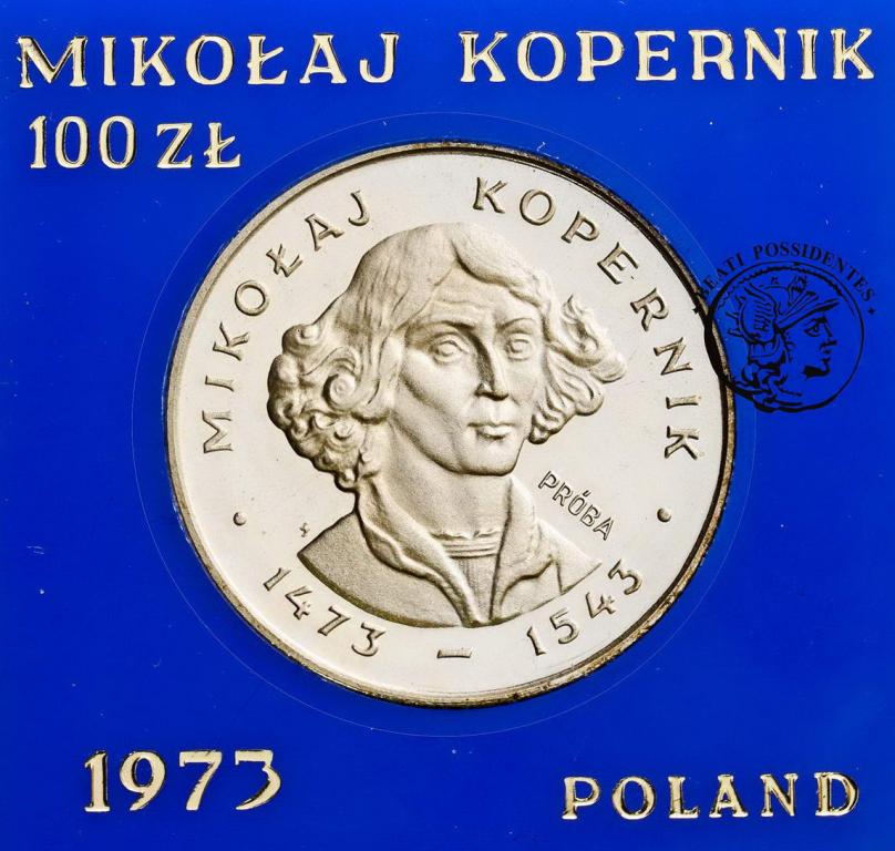 PRÓBA Ag 100 złotych 1973 Kopernik mała głowa st.L