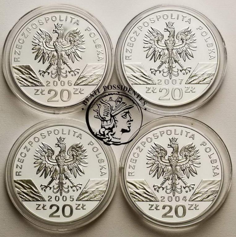 20 złotych 2004-2007 zwierzęta 4 szt. różne st.L
