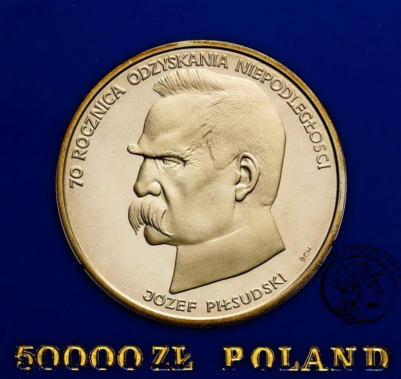 PRL 50000 zł 1988 Piłsudski Lustrzanka st. L