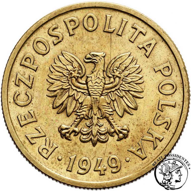 Polska PRÓBA mosiądz 50 groszy 1949 st.2+