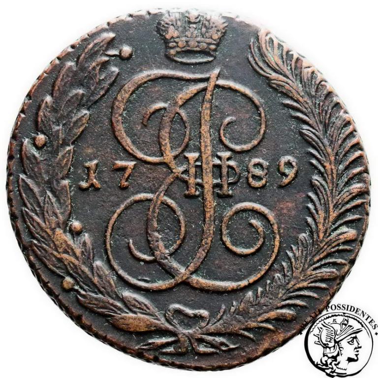 Rosja Katarzyna II 5 kopiejek 1789 AM st. 3+