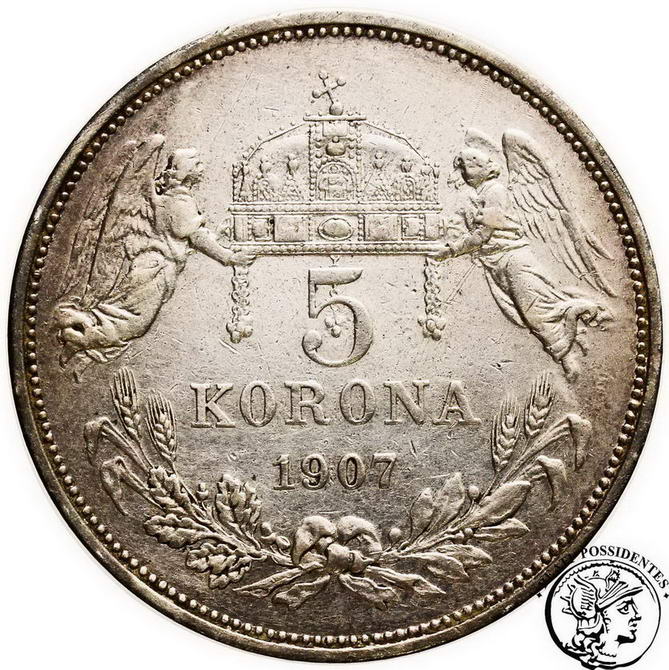 Węgry Franciszek Józef 5 Koron 1907 st. 3+
