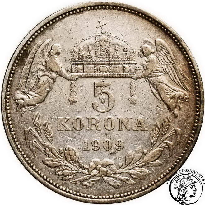 Węgry Franciszek Józef 5 Koron 1909 st. 2-