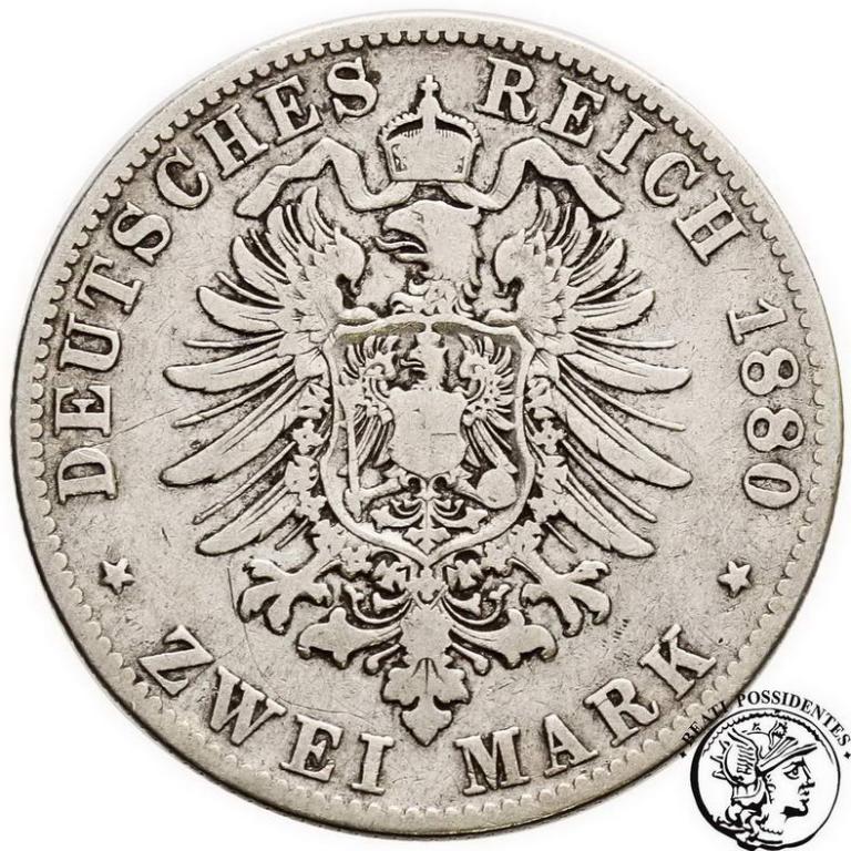 Niemcy Bawaria 2 Marki 1880D st. 3