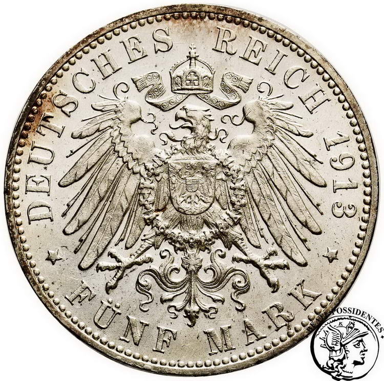 Niemcy Wirttembergia 5 Marek 1913F st. 2