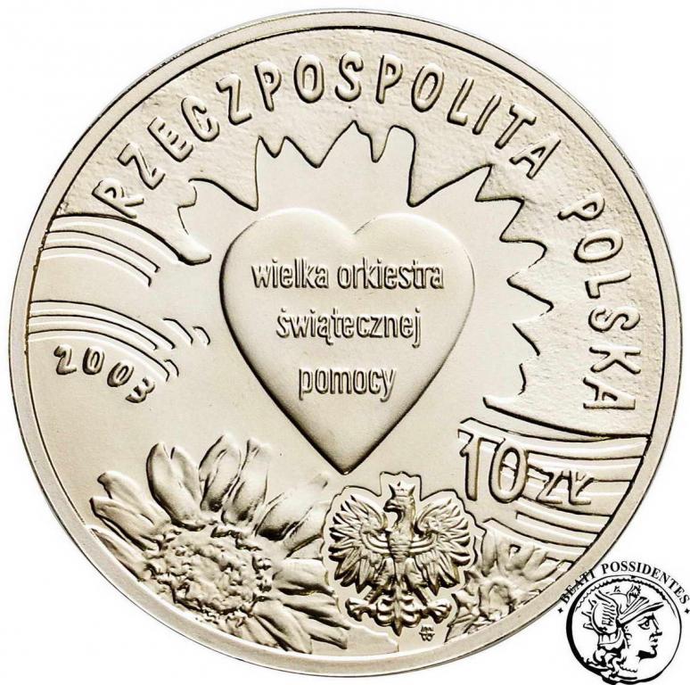 Polska III RP 10 złotych 2003 WOŚP st.L1