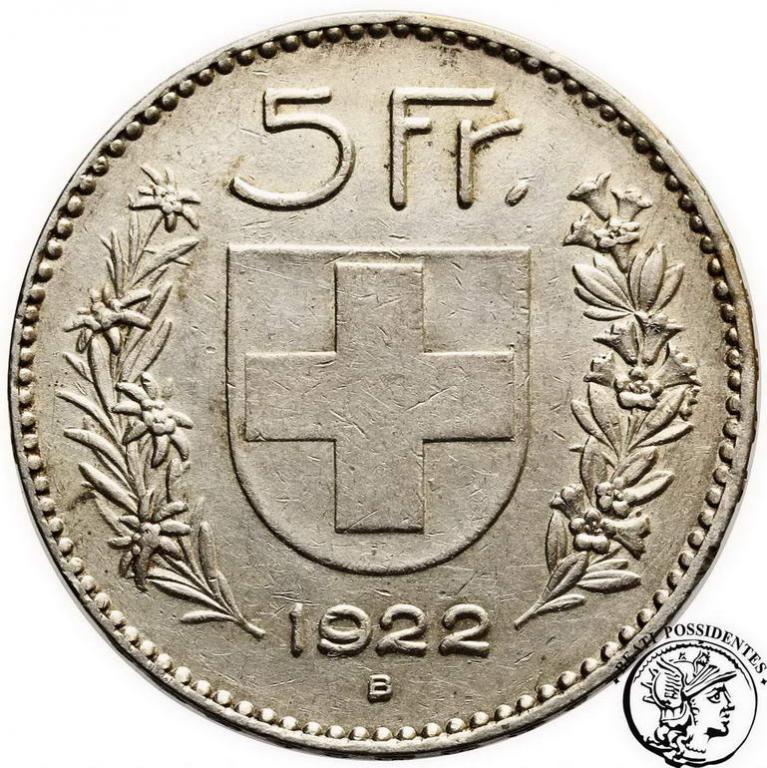 Szwajcaria 5 Franków 1922 st. 3