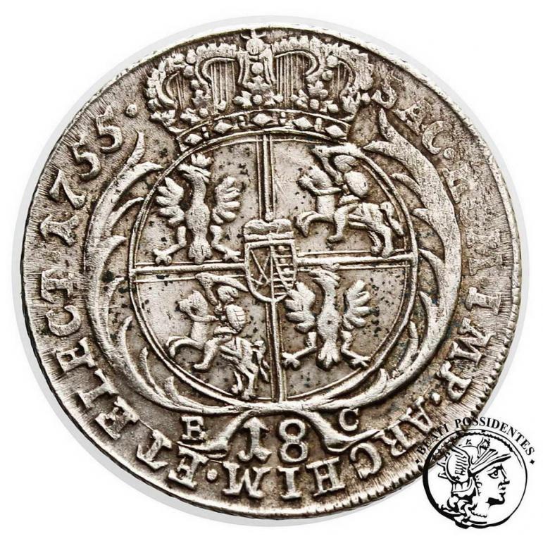 Polska August III Sas ort 1755 st.3