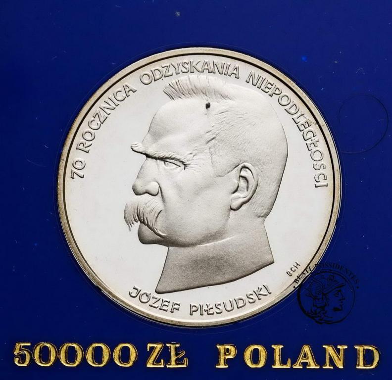 PRL 50000 zł 1988 Piłsudski Lustrzanka st. L