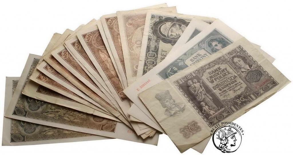 Polska Lot banknotów 1929-1941 40 szt st. 4-/2-