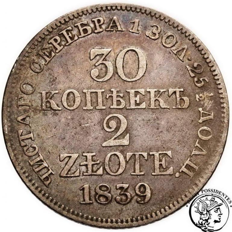 Mikołaj I 30 kopiejek = 2 złote 1839 MW st. 3