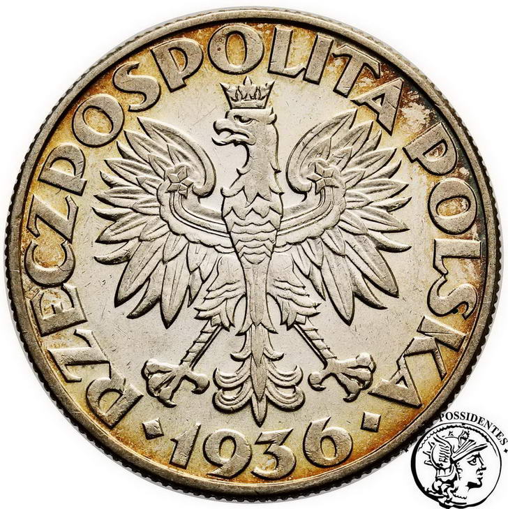 Polska 5 złotych 1936 żaglowiec st. 2-