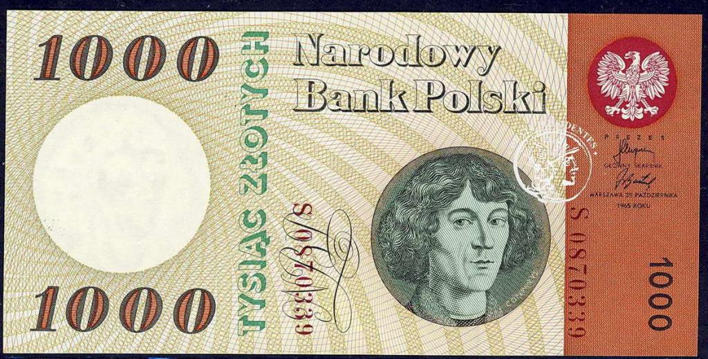 Polska 1000 złotych 1965 seria S st.1