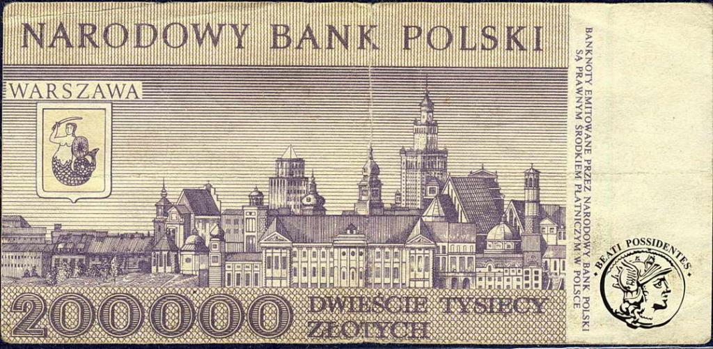 Polska 200 000 złotych 1989 seria A st.4