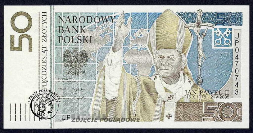 Polska 50 zł 2006 Jan Paweł II ZESTAW 6 szt. st.1
