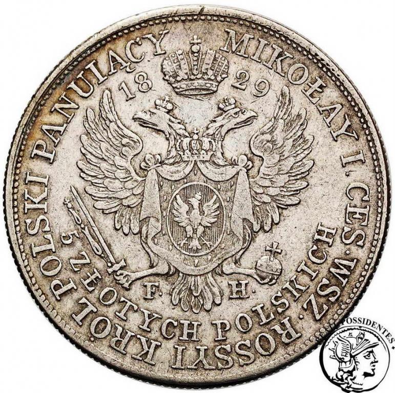 Polska 5 złotych 1829 FH Mikołaj I st.3