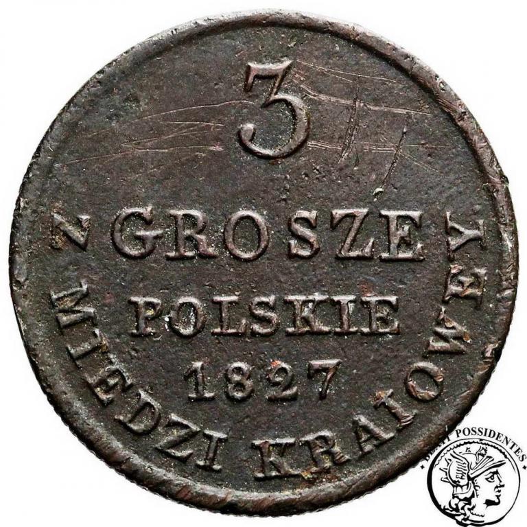 Polska 3 grosze 1827 Mikołaj I st. 3-/3