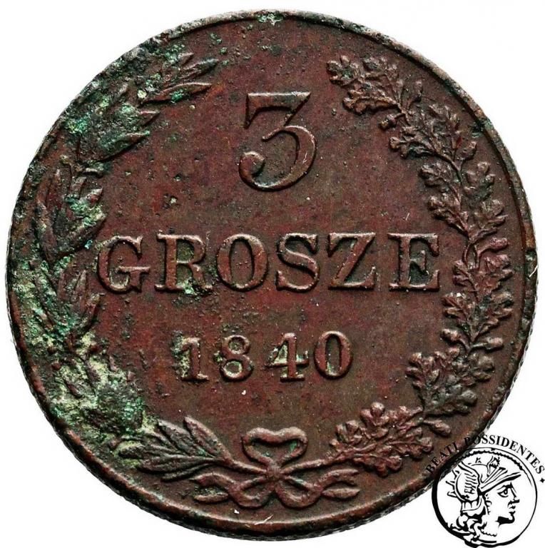 Polska 3 grosze 1840 Mikołaj I st. 3-/3