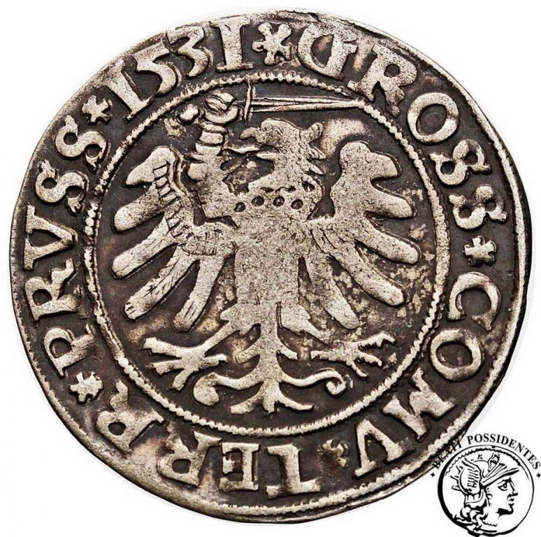 Polska Zygmunt I Stary grosz 1531 Toruń st.3