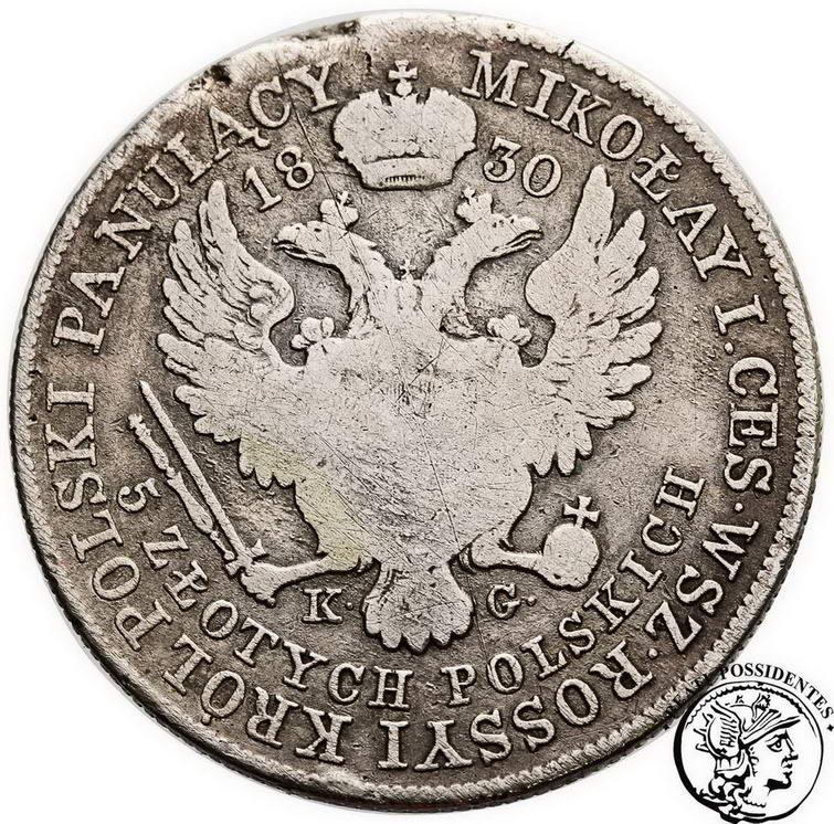 Polska Mikołaj I 5 złotych 1830 KG st. 4