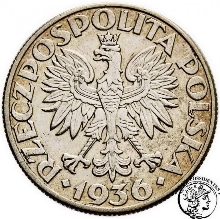 Polska 5 złotych 1936 Żaglowiec st. 3